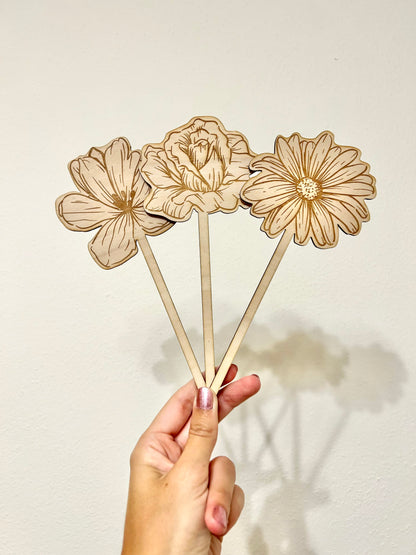 Bouquet 3 fiori in legno - GF Design